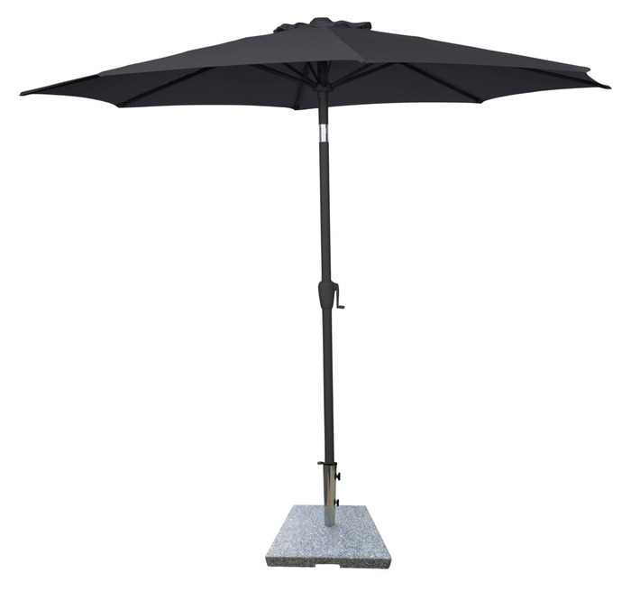Parasol m/krank og tilt sort Ø300 x H247 cm - Sunlife